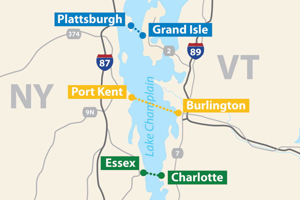 Lake Champlain Ferry Map Vermont – New York Lake Champlain Ferry Crossing Overview – Lake Champlain  Ferries